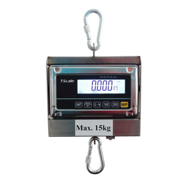 LESAK J1-RWS-IP, 6kg/2g, nerez (Závěsná/jeřábová voděodolná váha pro obchodní vážení s LCD displejem v nerezu)