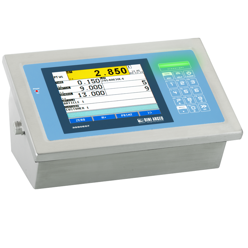 DINI ARGEO 3590EGT dotykový LCD, nerez IP68 (3590EGT Nerezový indikátor hmotnosti s dotykovou obrazovkou pro průmyslové aplikace )