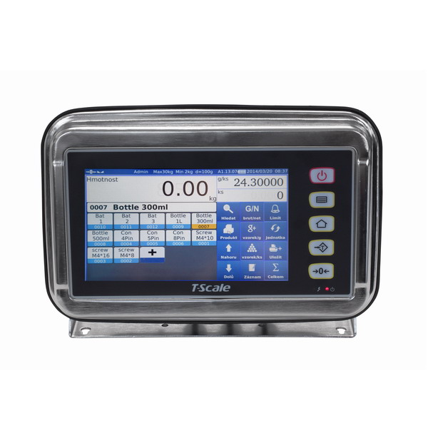 TSCALE S7, IP-65, nerez, LCD dotykový displej (Nerezový inteligentní indikátor s režimem počítání kusů a kontrolu limitu výrobku, pro obchodní vážení)